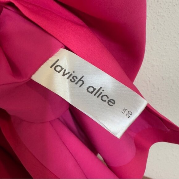 Lavish Alice Eliza curve strapless cowl corset magenta pink midi dress - Picture 8 of 8